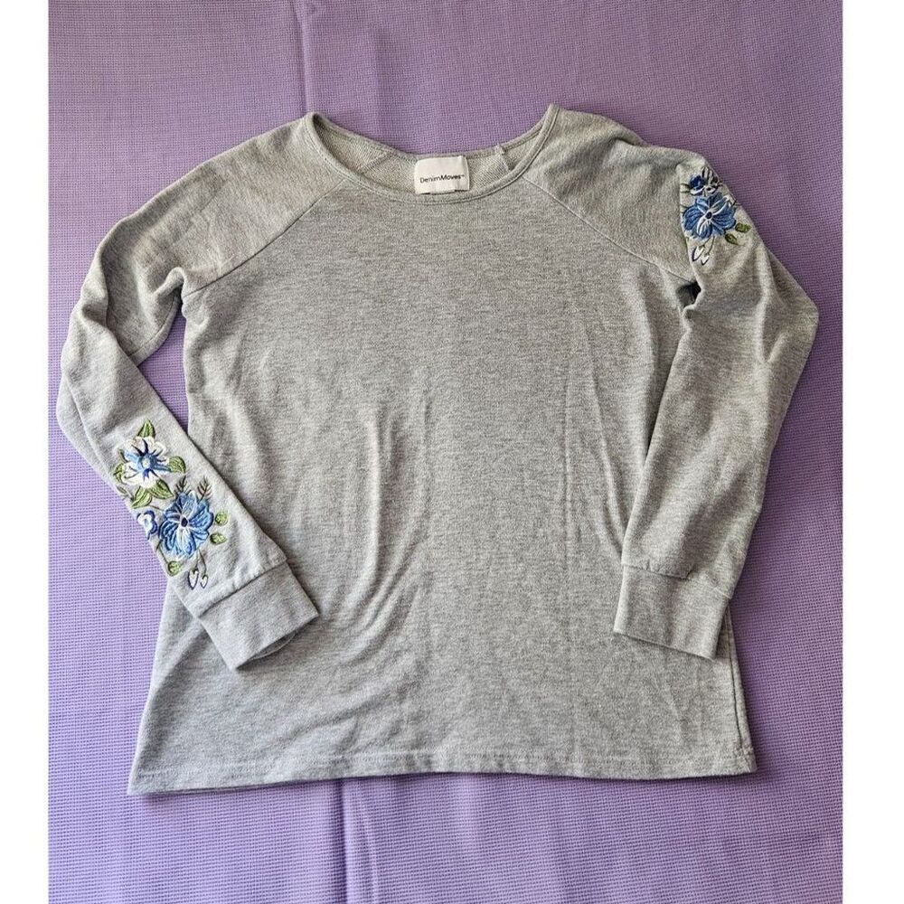 Denim Moves, Grey, Blue, White, Top, Size: M